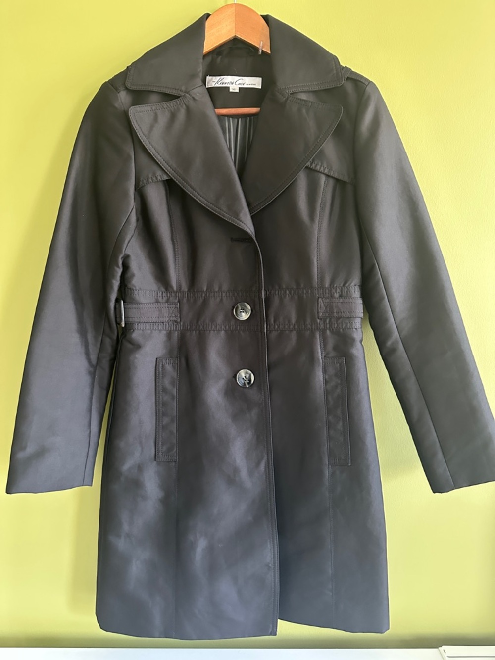 Kenneth Cole New York Black Tailored Trench Coat